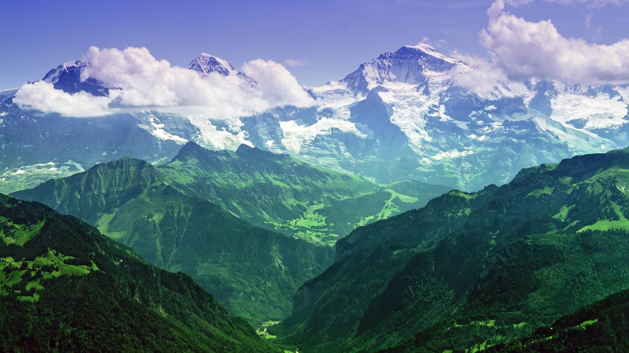 瑞士,伯尔尼阿尔卑斯山,少女峰4K风景壁纸