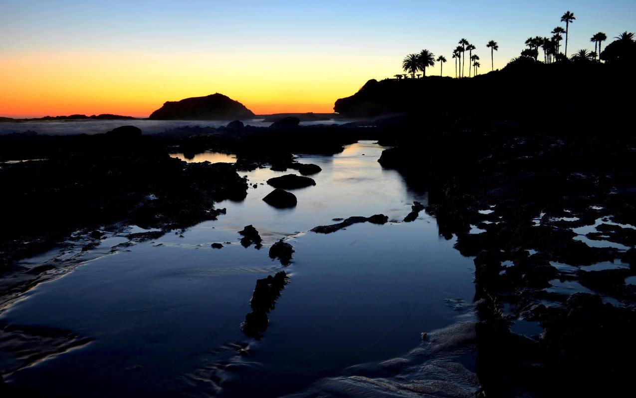拉古纳海滩的日落4K风景壁纸