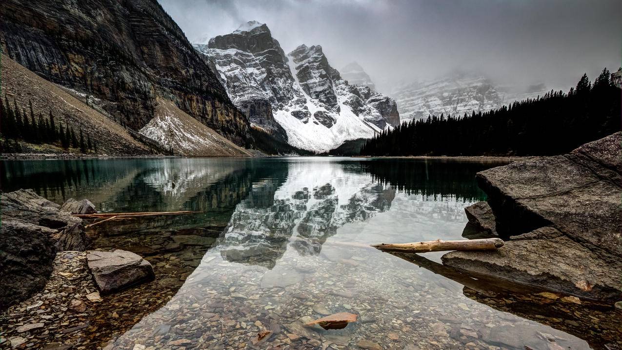 加拿大,莫林湖风景摄影4K壁纸
