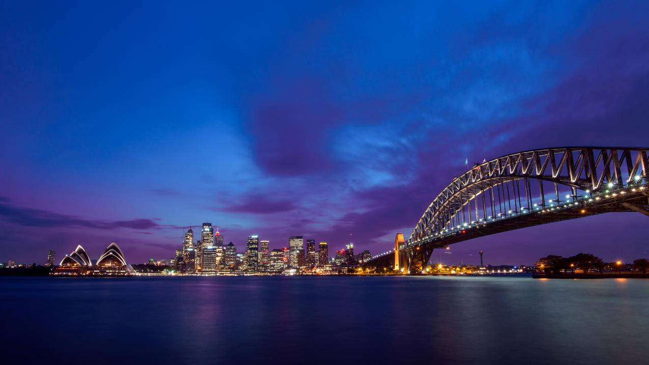 悉尼歌剧院,黄昏,悉尼,大桥,5K风景壁纸