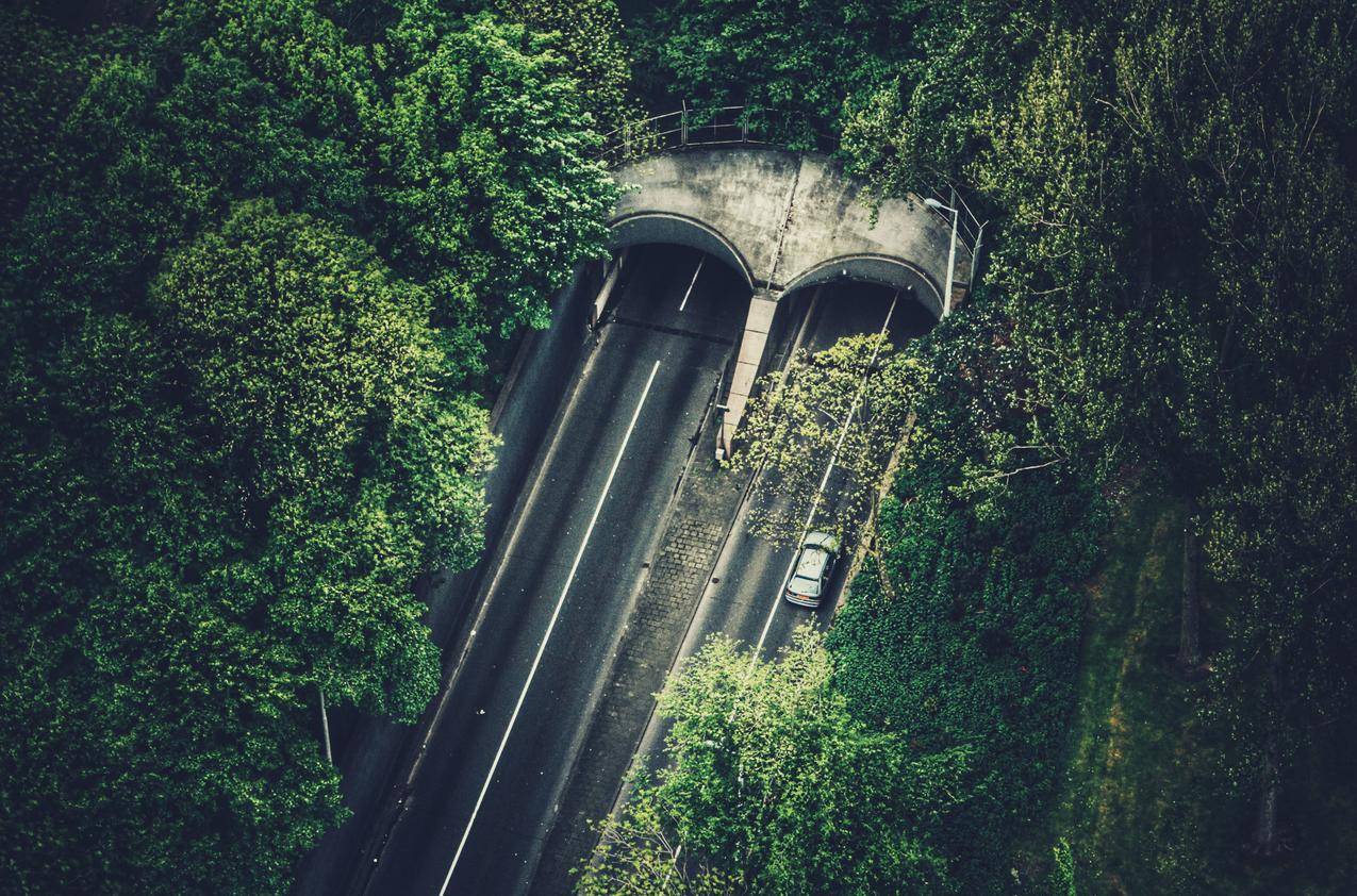 道路,隧道口,行驶的汽车,5k壁纸