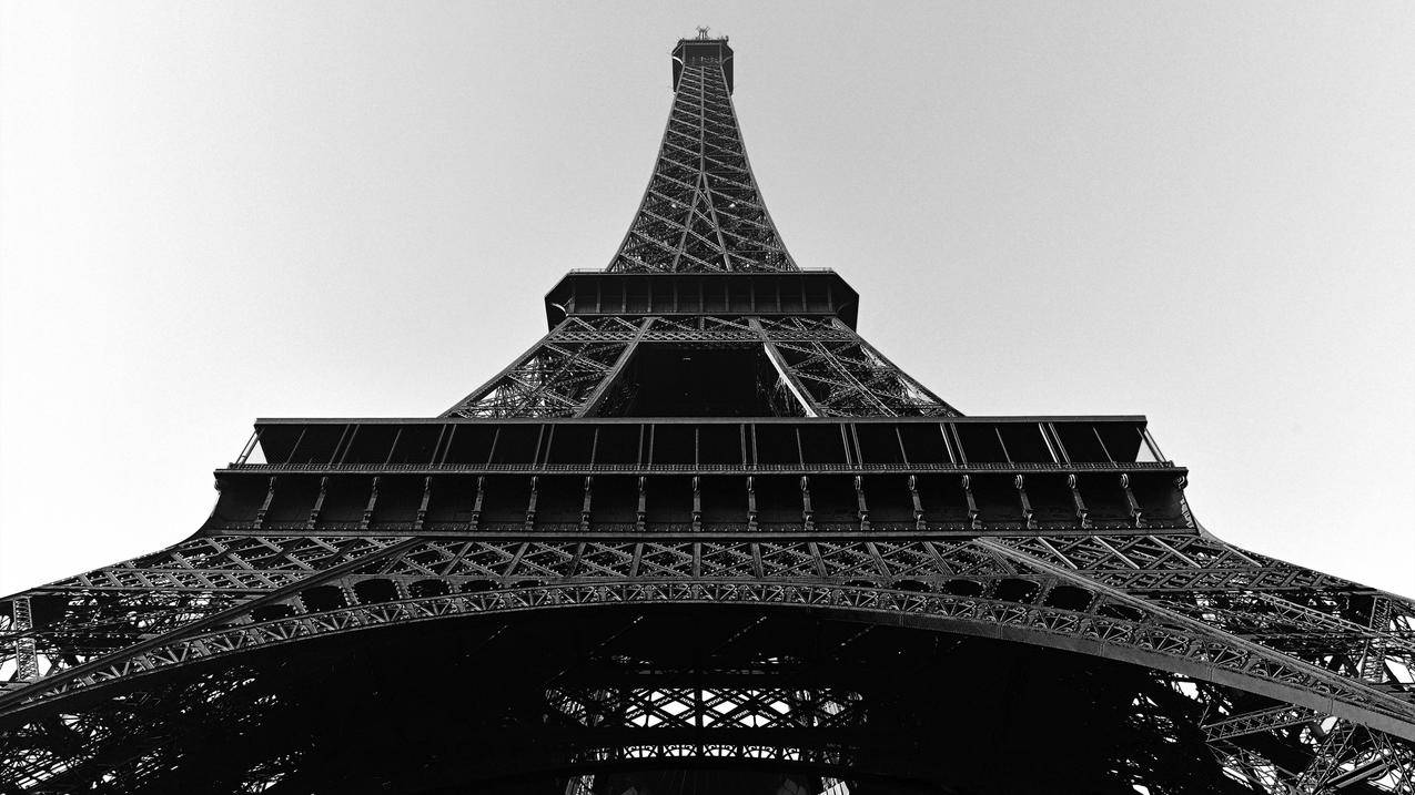 巴黎埃菲尔铁塔,黑白照片,4K风景壁纸