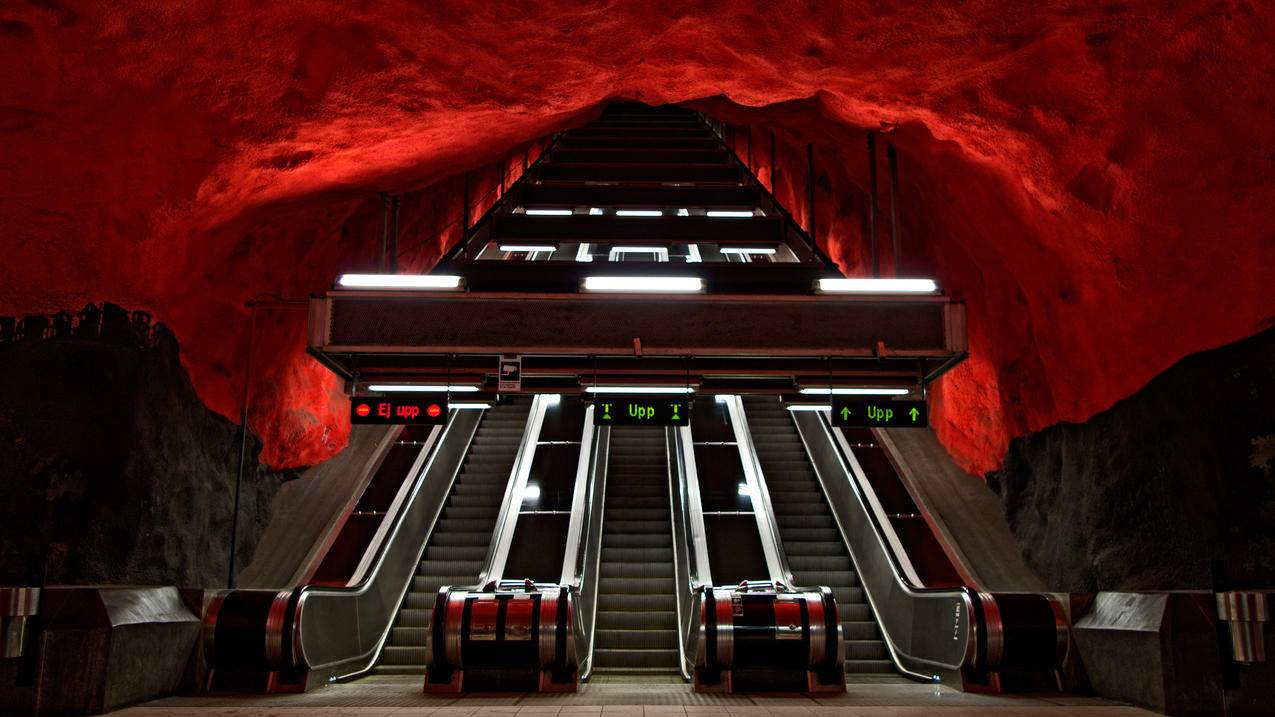 瑞典斯德哥尔摩地铁站4K风景壁纸
