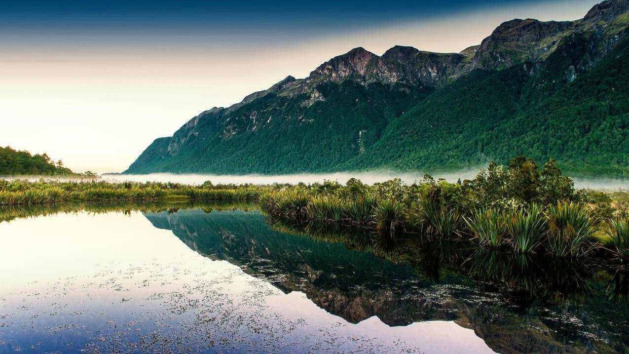 新西兰镜湖4k风景壁纸