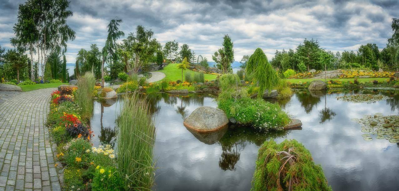 花园,公园,池塘,5K风景图片