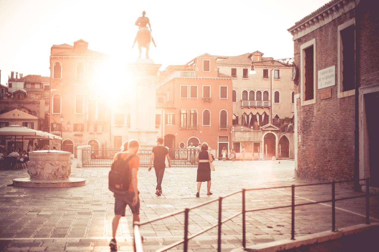 威尼斯广场,日落,4K风景图片