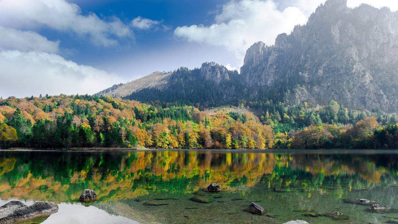 奥地利,自然,天空,湖水,4K风景壁纸