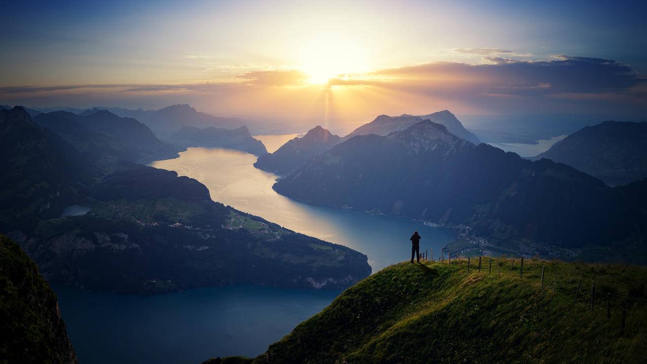 瑞士琉森湖4K高清风景壁纸,3840x2160