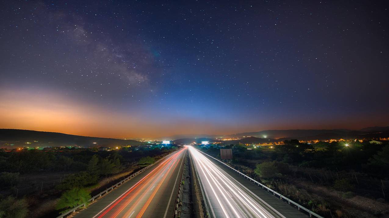 利马索尔市塞浦路斯,高速公路,银河系,天空,3840x2160星空风景壁纸