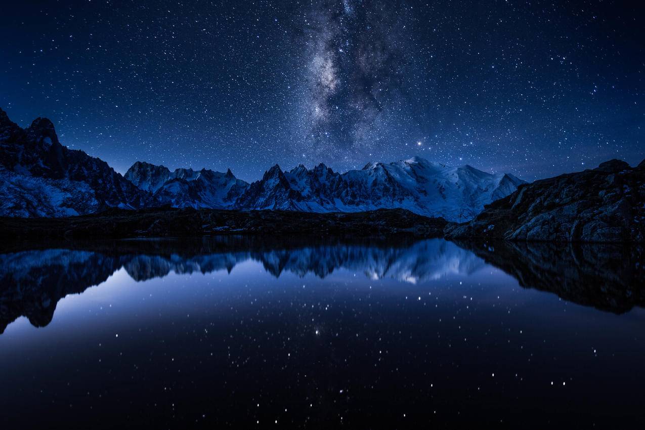 晚上,湖,银河,星空,5K风景壁纸