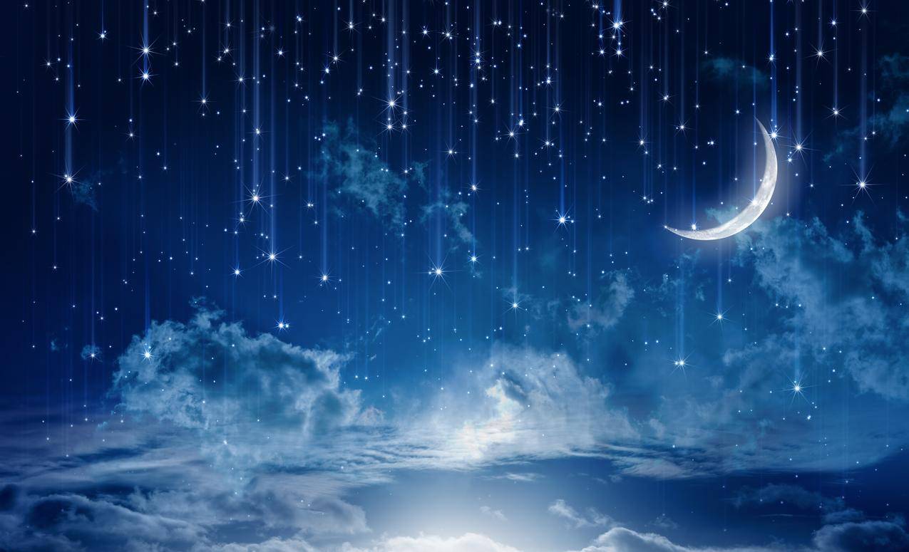 明月,月光,星星,晚上,4K风景壁纸