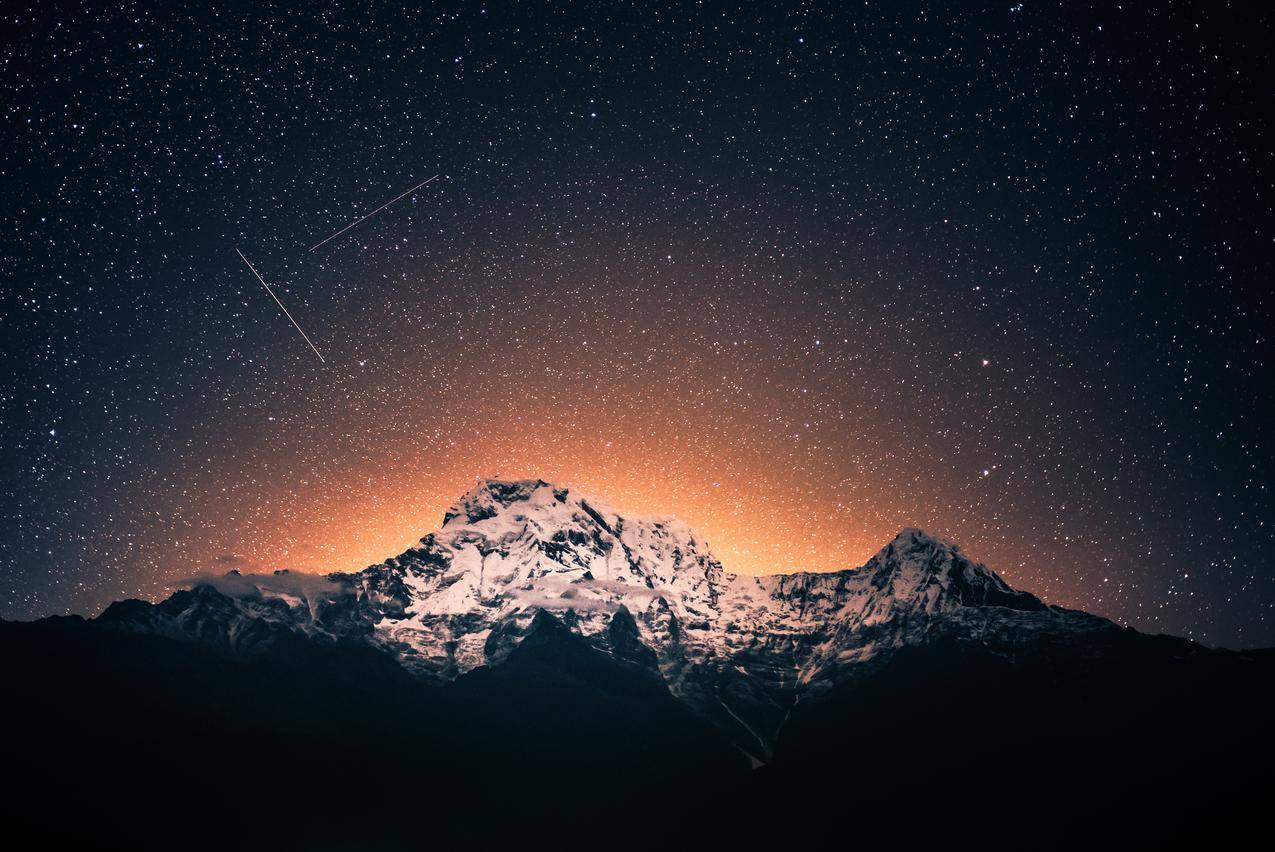 安纳普尔纳山,夜晚,星空,4K风景图片