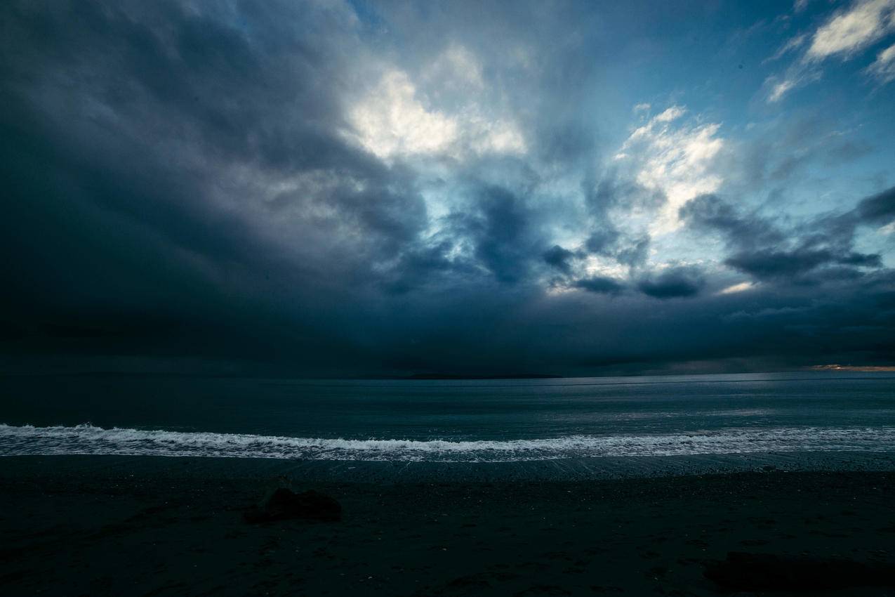 大海,乌云,宽阔海洋,蓝色,5k壁纸