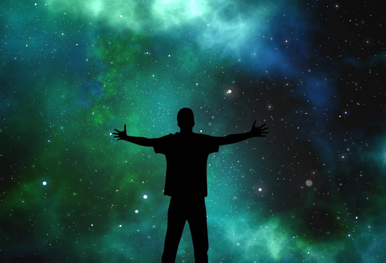 宇宙 人 剪影 拥抱 天空 星空 4k背景图片 千叶网