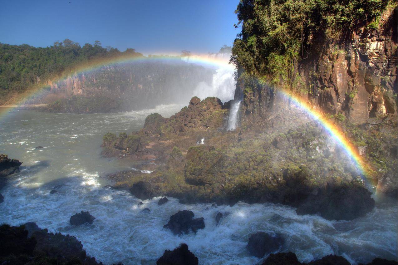 阿根廷伊瓜苏瀑布,彩虹,4K风景壁纸图片