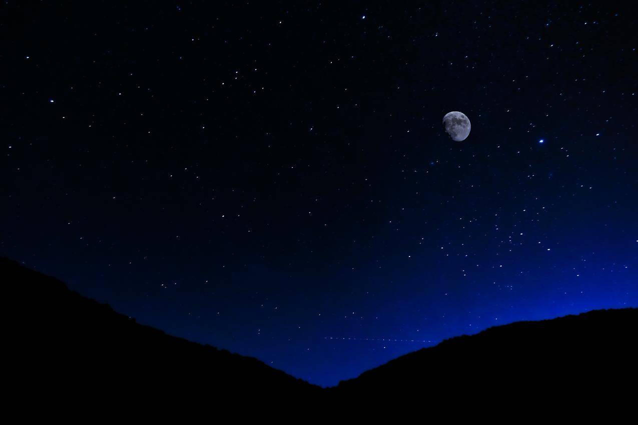 夜间,天空,星星,月亮,5K风景壁纸