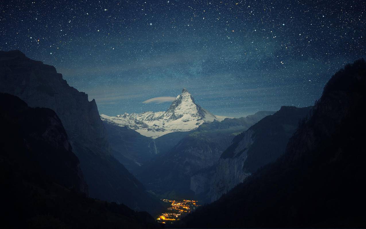 阿尔卑斯,马特峰,晚上,4K风景壁纸