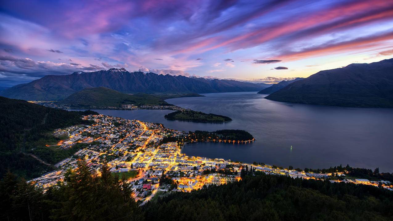 新西兰皇后镇美丽的夜景3840x2160壁纸
