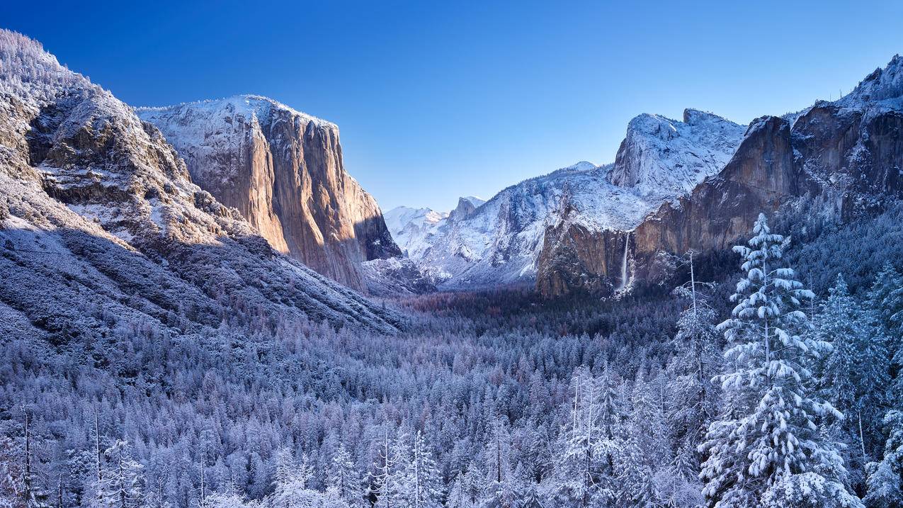 优胜美地国家公园冬天风景高清4K壁纸