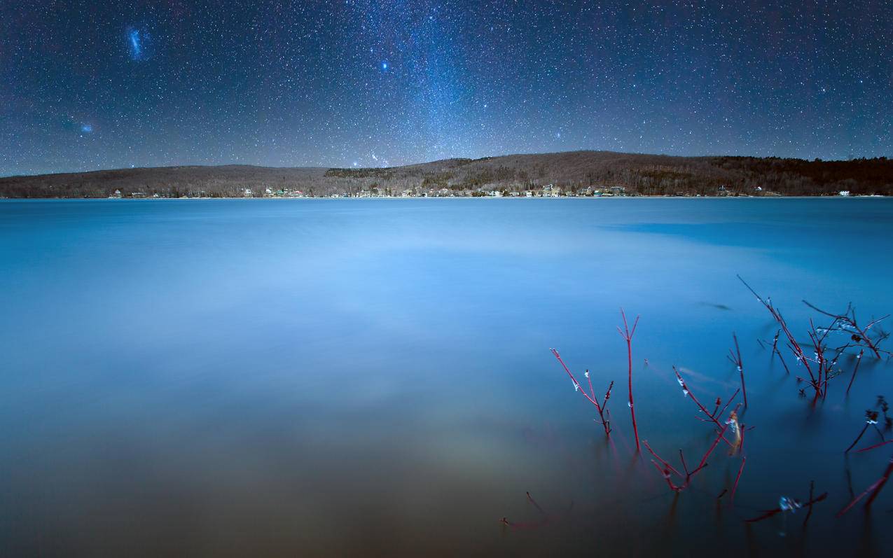 自然风景,蓝色夜空,星空风景4K壁纸