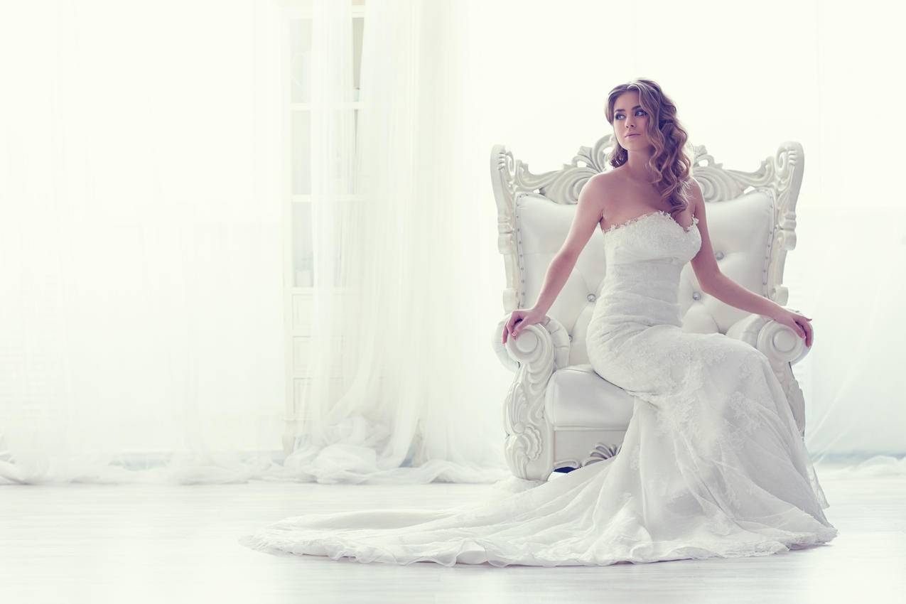 白色椅子,新娘的婚纱礼服,漂亮新娘5k图片