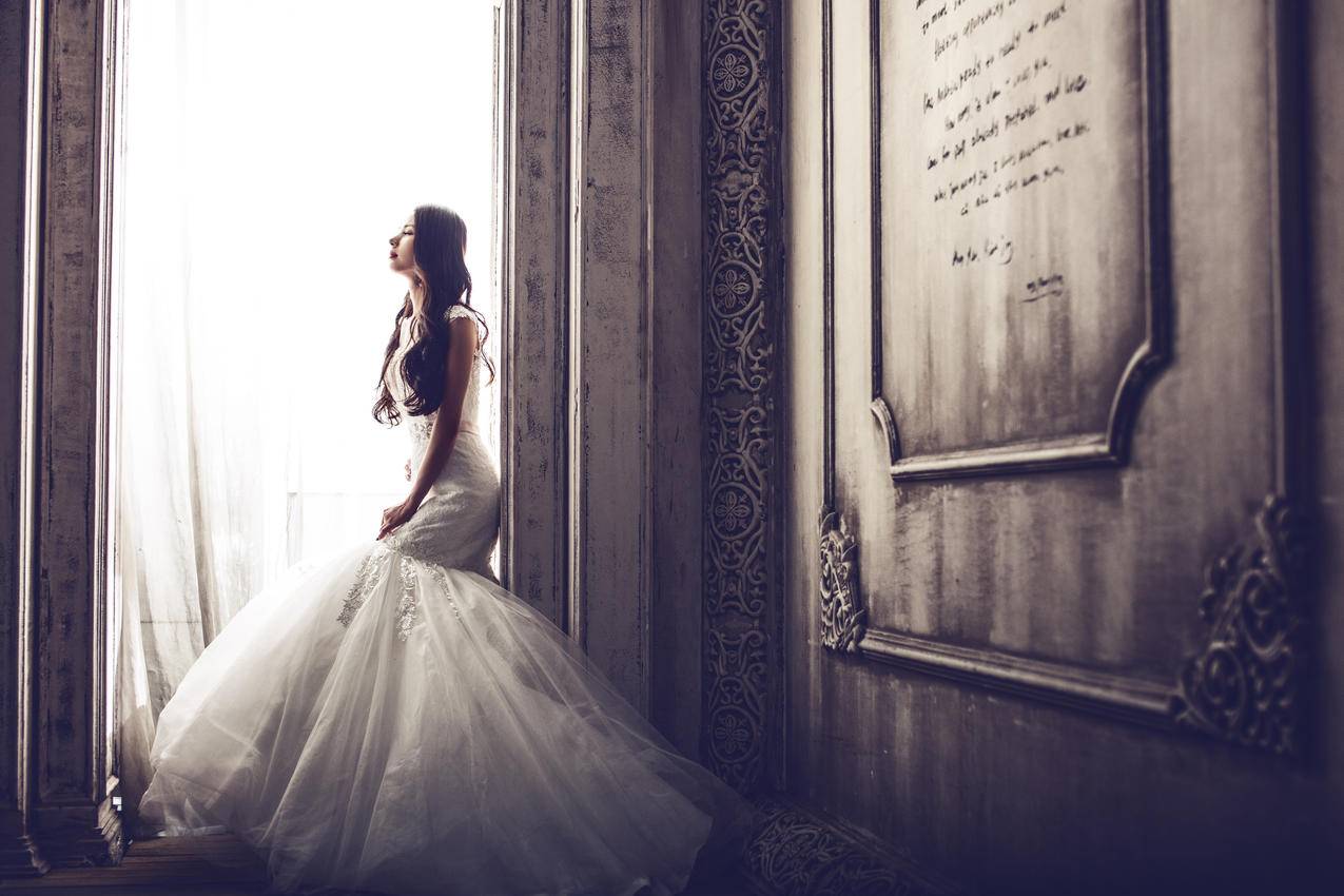 婚纱,城堡,新娘4K图片