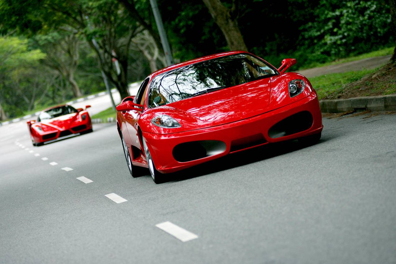 行驶,速度,红色法拉利汽车,4K跑车壁纸