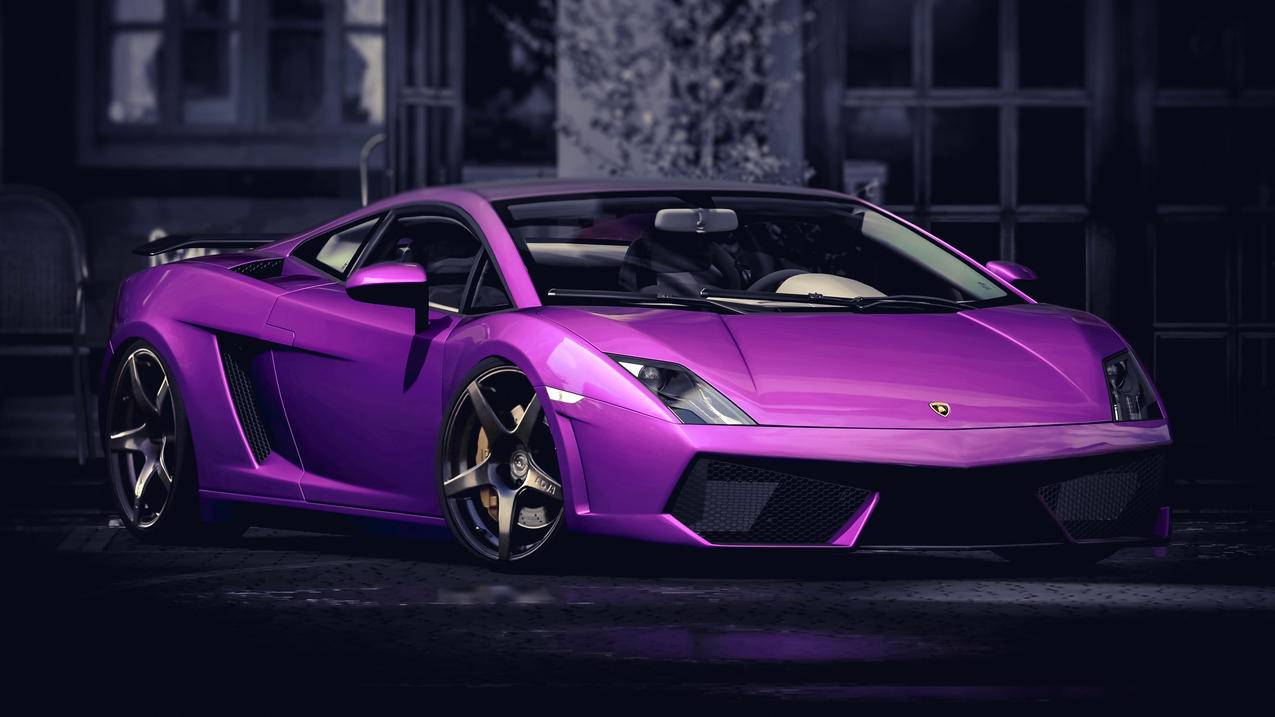 紫色兰博基尼汽车图片