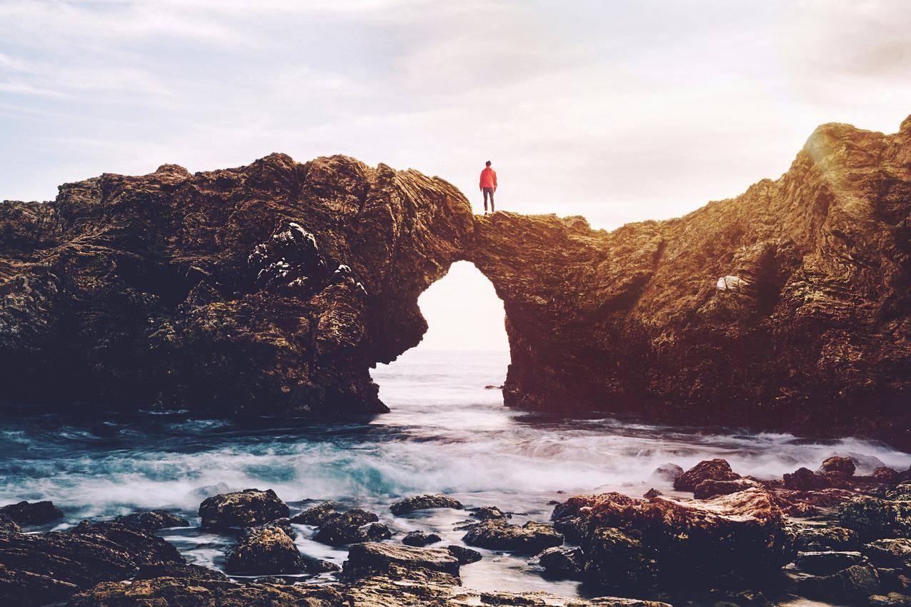 大海,岩石,女孩,4K摄影图片