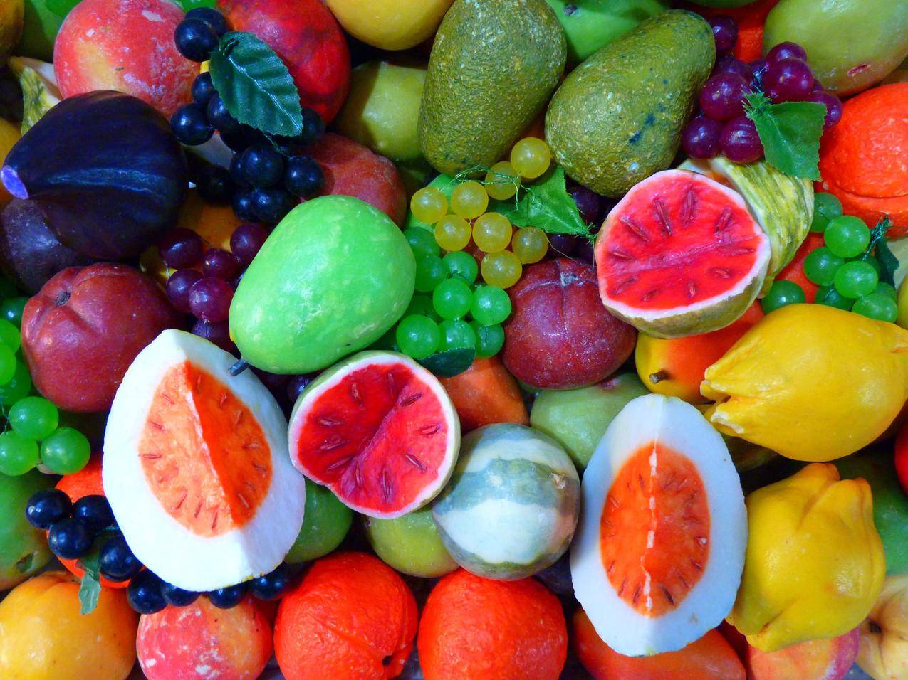 丰富多彩,颜色,水果,Knallbunt,瓜,桃,葡萄,橘子,柠檬,4K水果图片