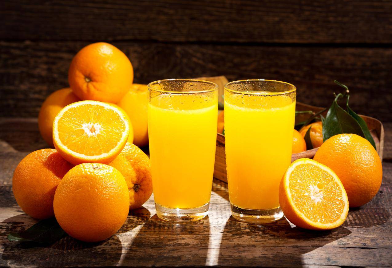 橙子,果汁,玻璃杯,水果,橙汁4K壁纸