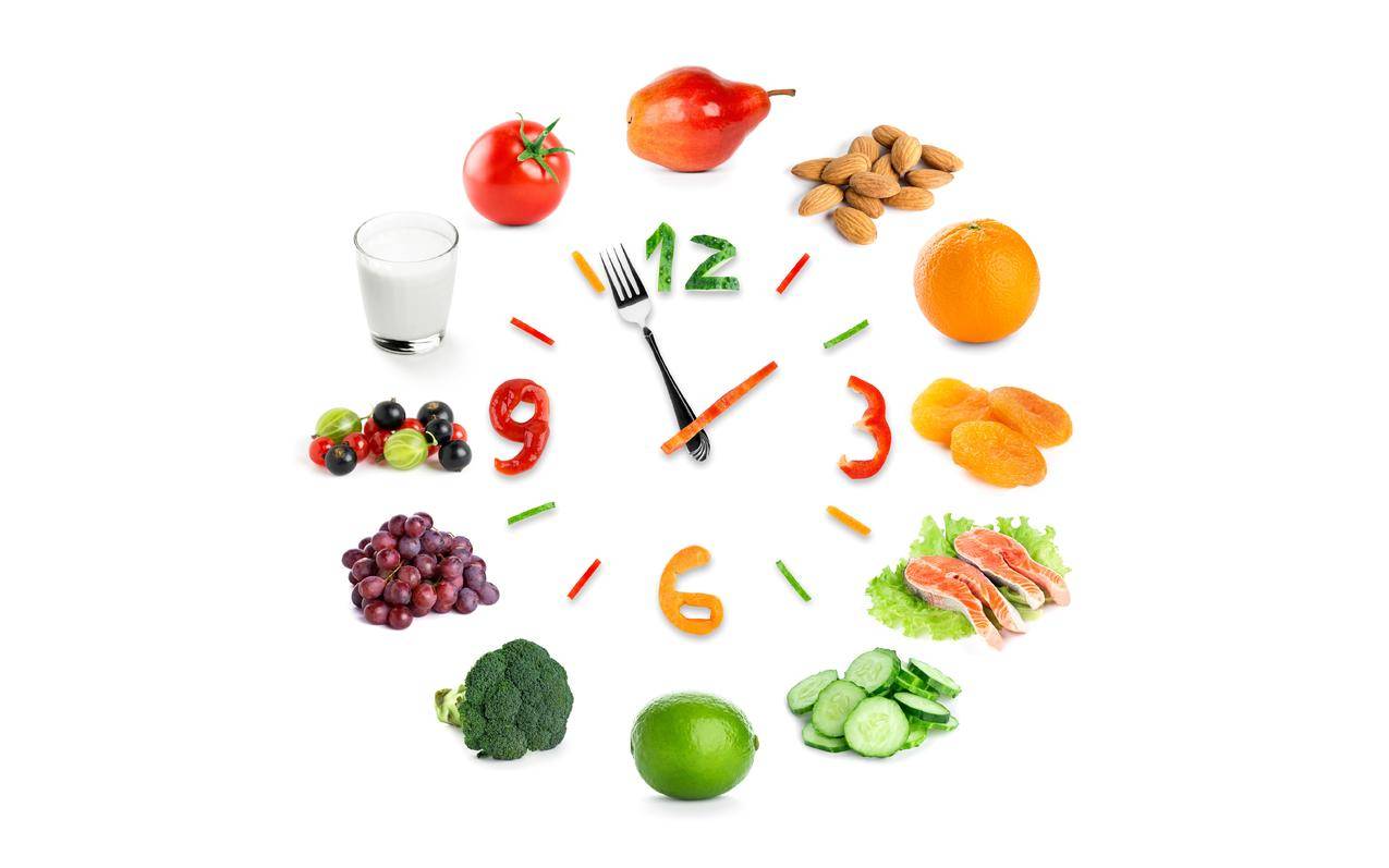葡萄,番茄,杏干,白菜,牛奶,水果蔬菜,创意时钟图片