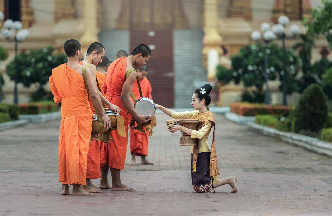 和尚,女孩祈祷,曼谷,相信,佛教,6K图片
