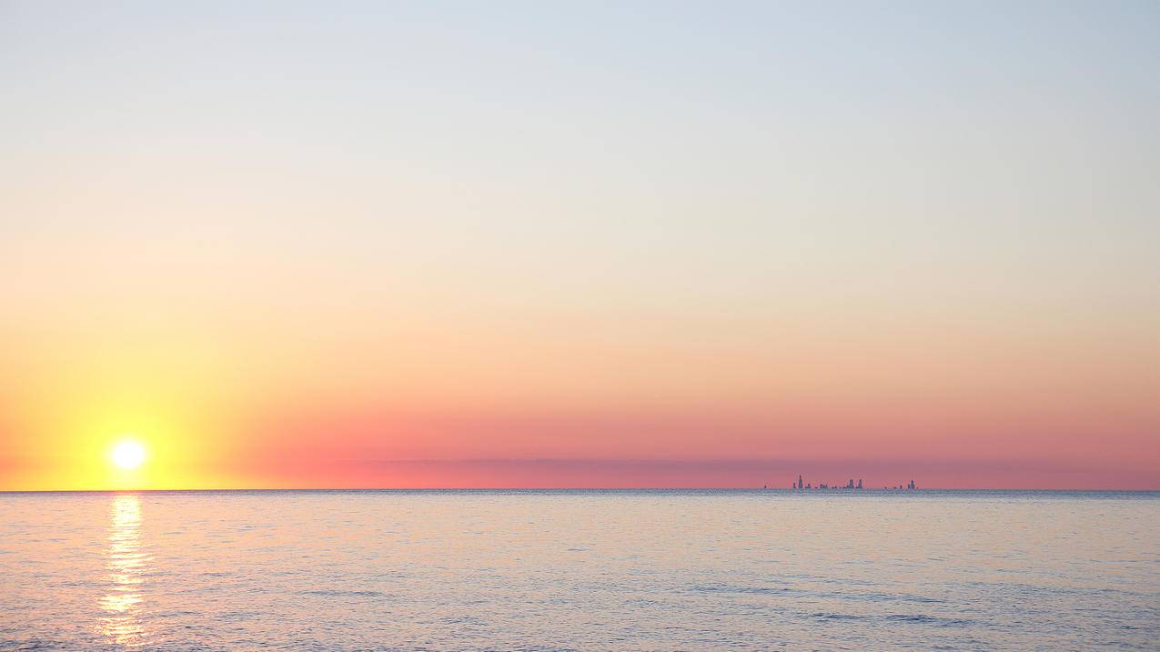 印第安纳,海滩日落,4k风景高清壁纸