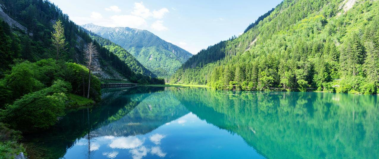 绿水青山风景山水倒影3440x1440带鱼屏壁纸