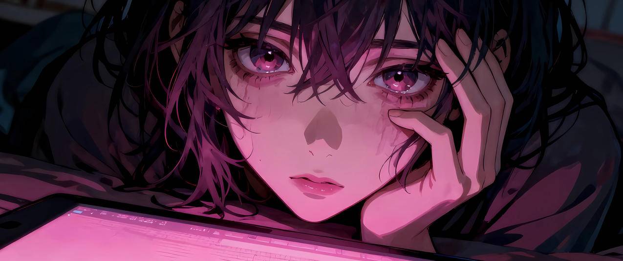 粉瞳动漫少女3440x1440带鱼屏壁纸动漫免费