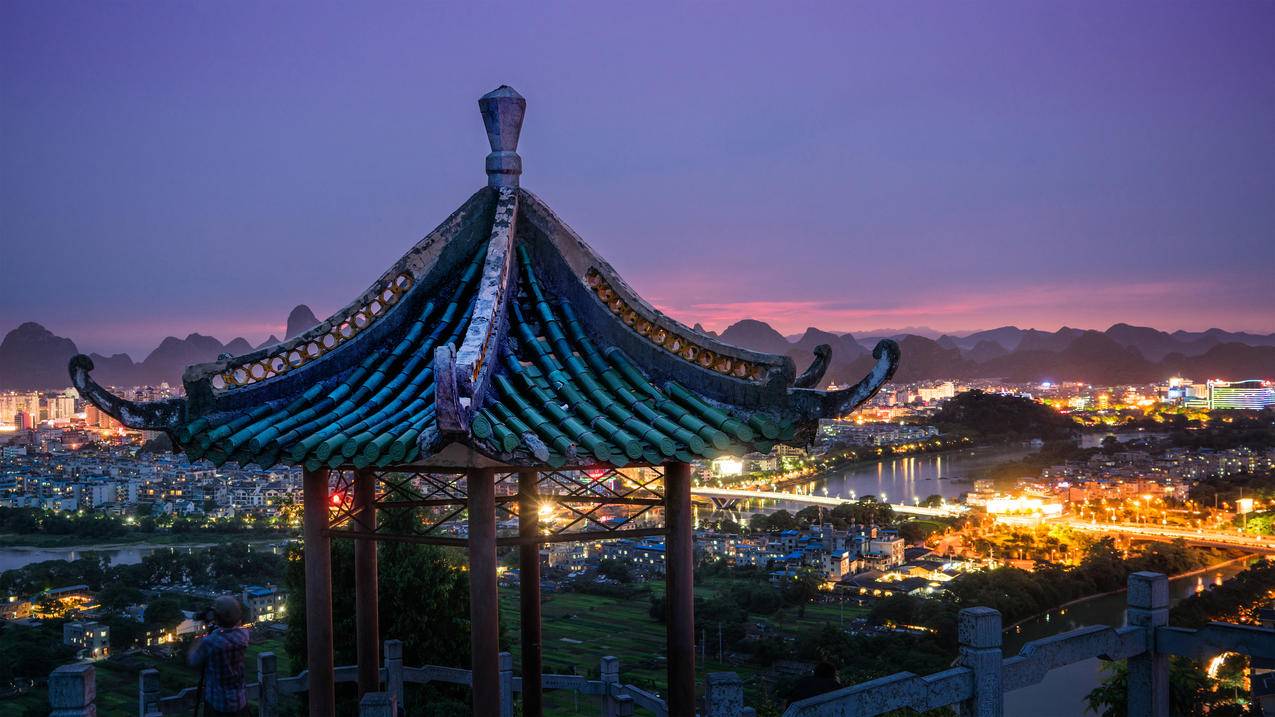 桂林夜景,4k风景高清壁纸