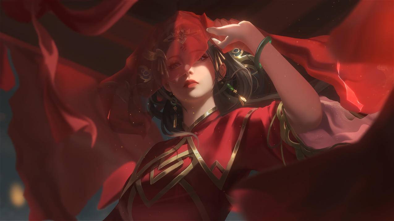 囍 新娘 红色衣服 头纱 4k高清车机壁纸