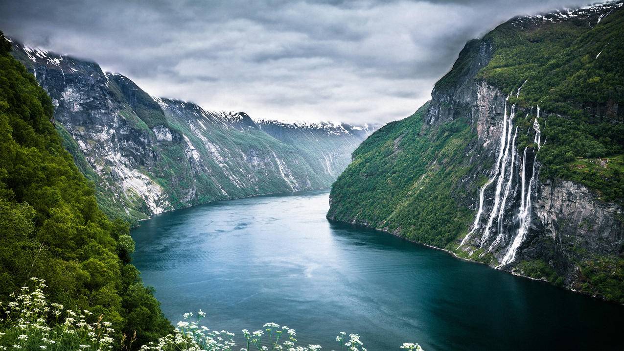 挪威七姐妹瀑布,4K风景高清壁纸