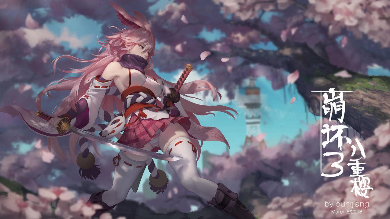 《崩坏3》八重樱,樱花树,4K高清动漫壁纸