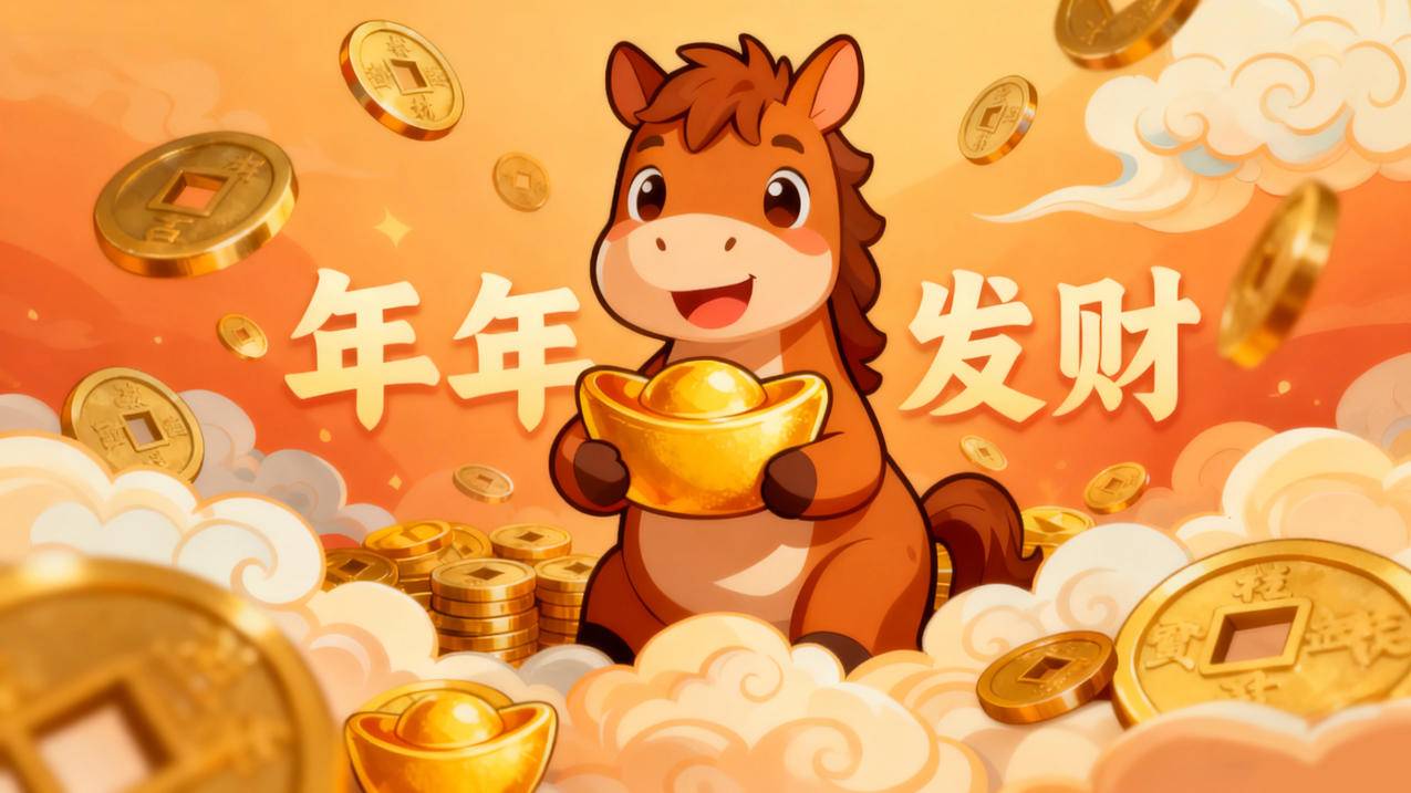 2026马年 年年发财 元宝 新年4k壁纸