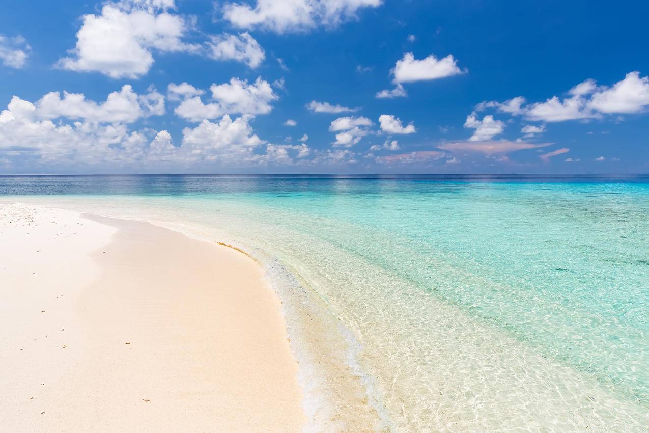马尔代夫,美丽的海滩,风景,5k高清壁纸