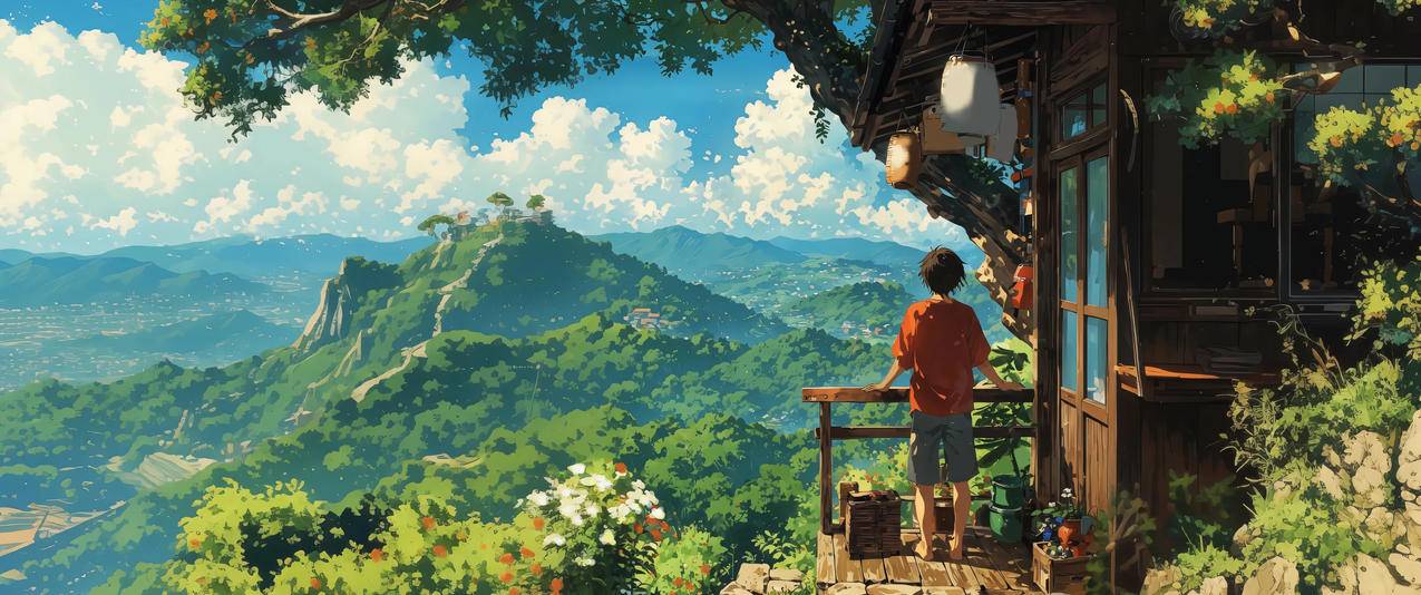山居夏望3440x1440带鱼屏壁纸