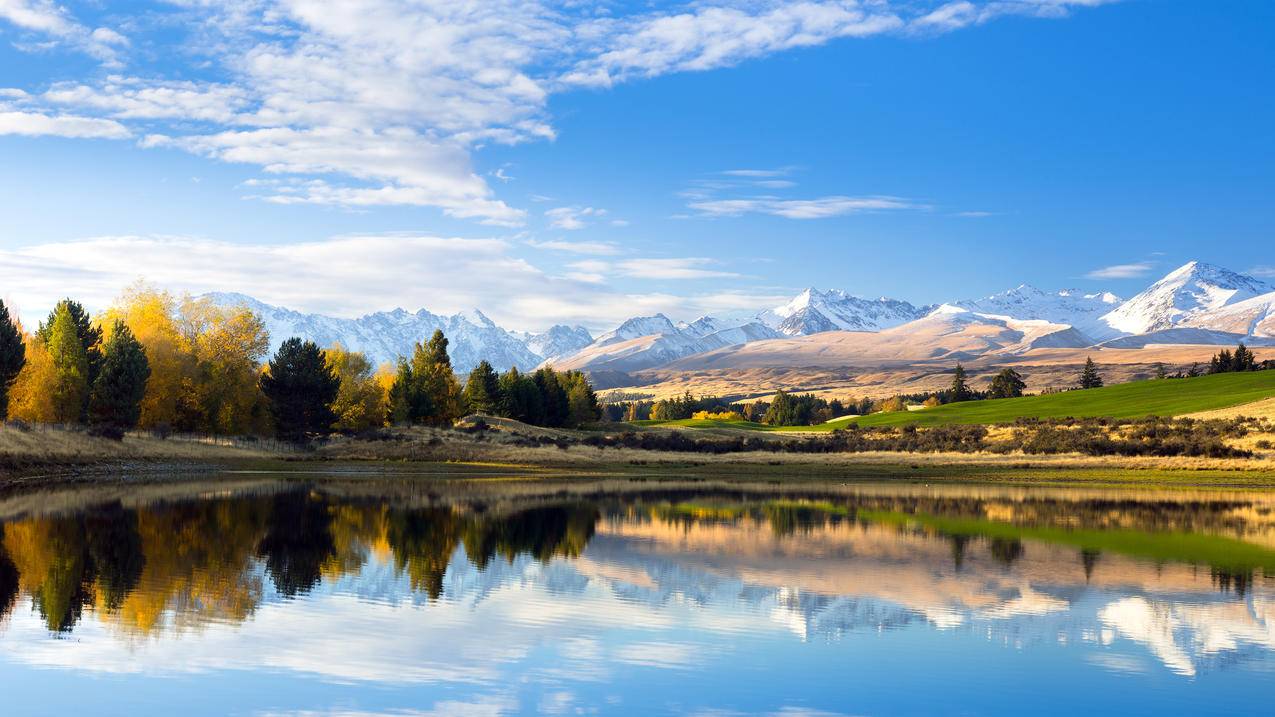 新西兰,秘密山湖倒影,4K风景高清壁纸