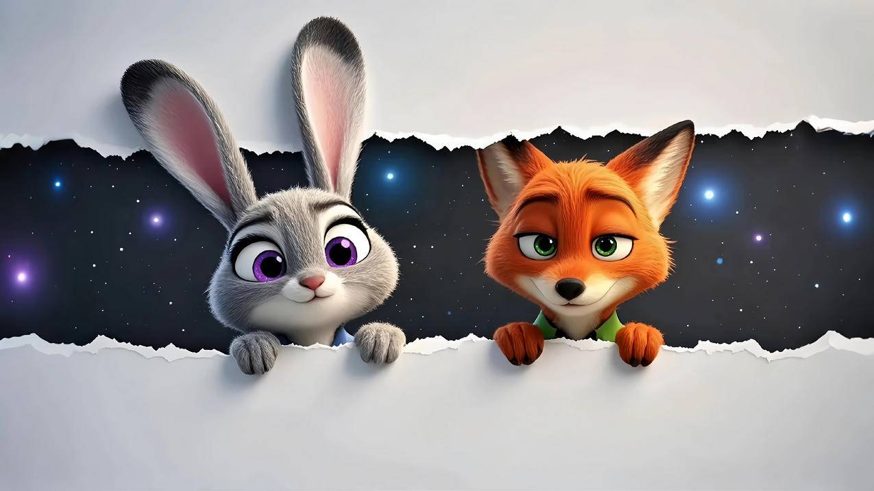 朱迪 狐狸尼克 撕裂缝隙 疯狂动物城4k壁纸