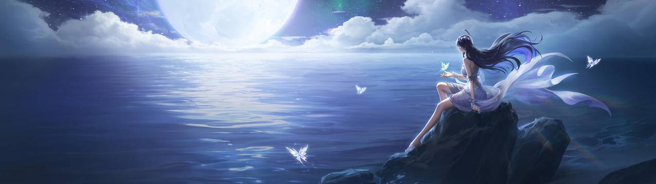 王者荣耀 幻海映月 海报 唯美 5120x1440超宽屏带鱼屏游戏壁纸