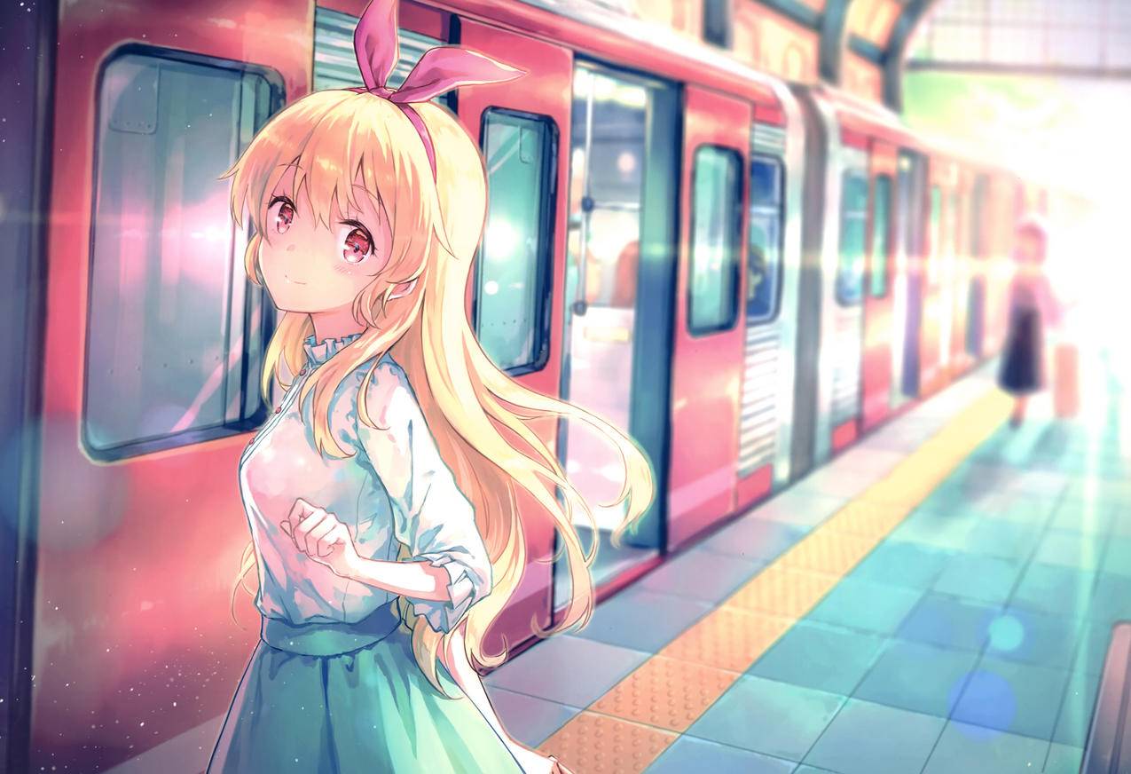 《偶像活动》星宫莓,金色长发少女,地铁,列车,4K动漫壁纸
