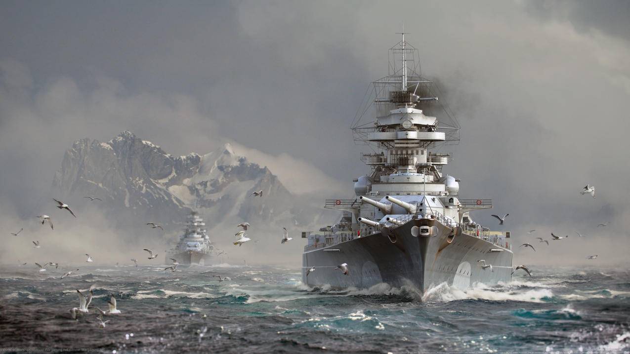 《战舰世界-World,Of,Warships》,冰山,战舰,4K高清壁纸