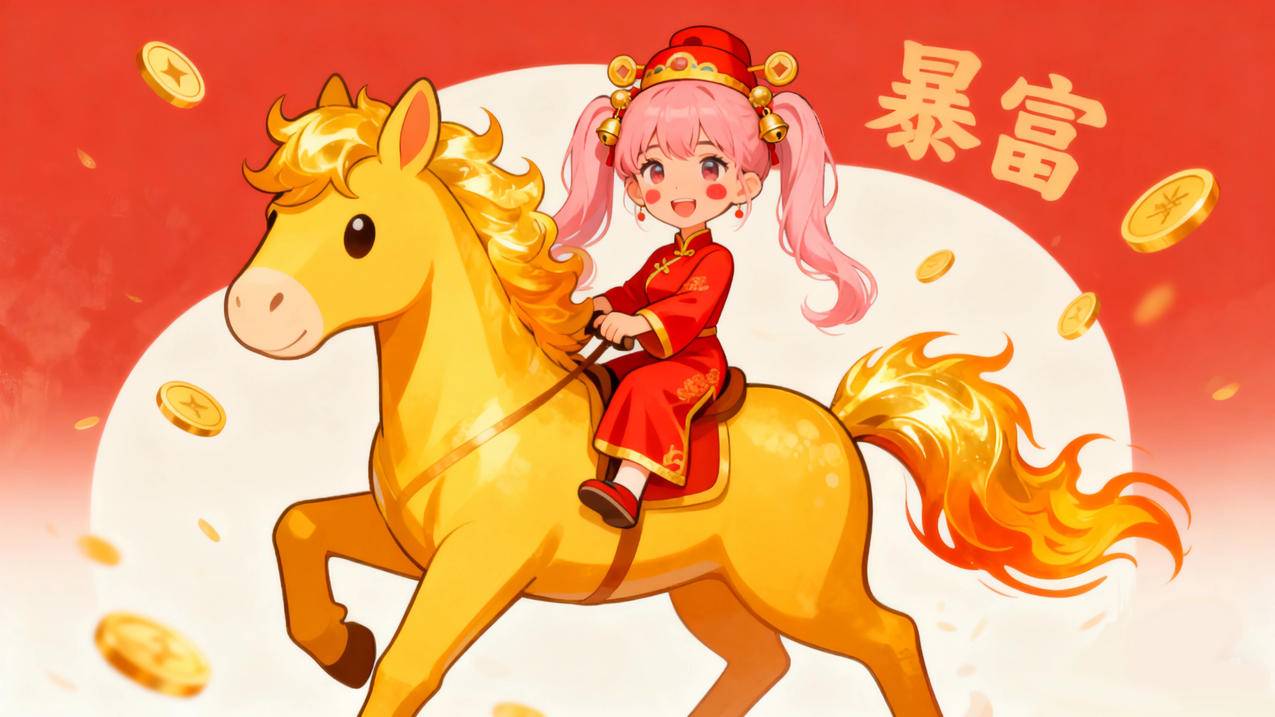 2026马上暴富 骑马的小女孩4k壁纸3840x2160