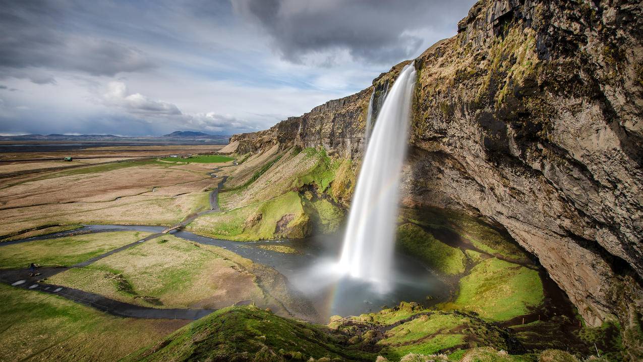 冰岛,塞里雅兰瀑布,4k风景高清壁纸